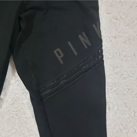 Pink mesh inset black leggings small - Picture 3 of 10